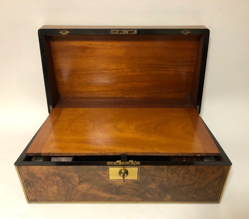 Superb Victorian Burr Walnut Writing Slope Box View X
