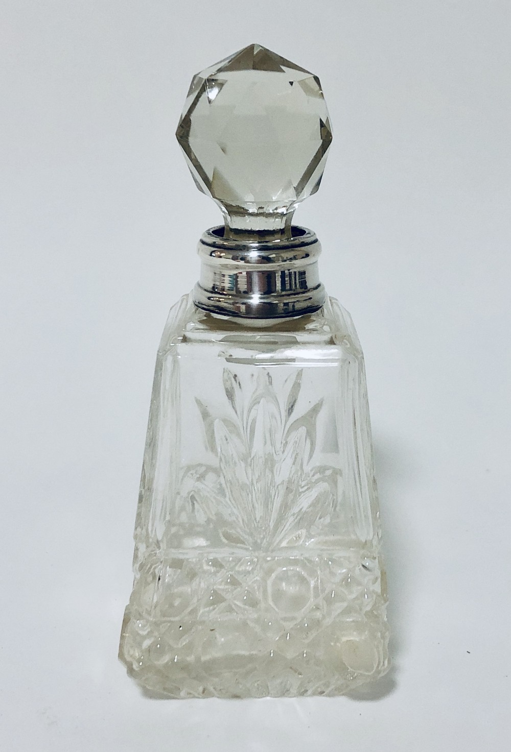Antique Glass Scent Bottle with Solid Silver Collar