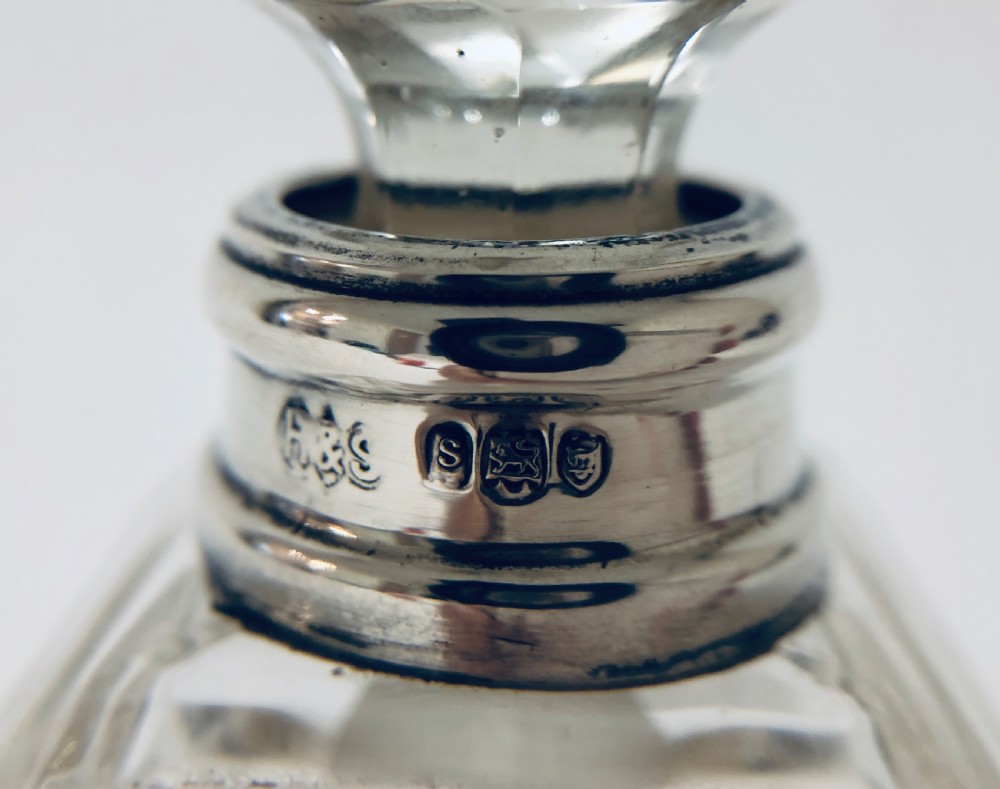 Antique Glass Scent Bottle with Solid Silver Collar View V