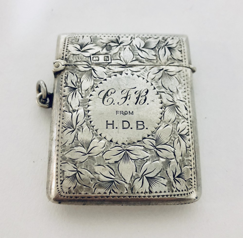 Antique Solid Silver Vesta Case