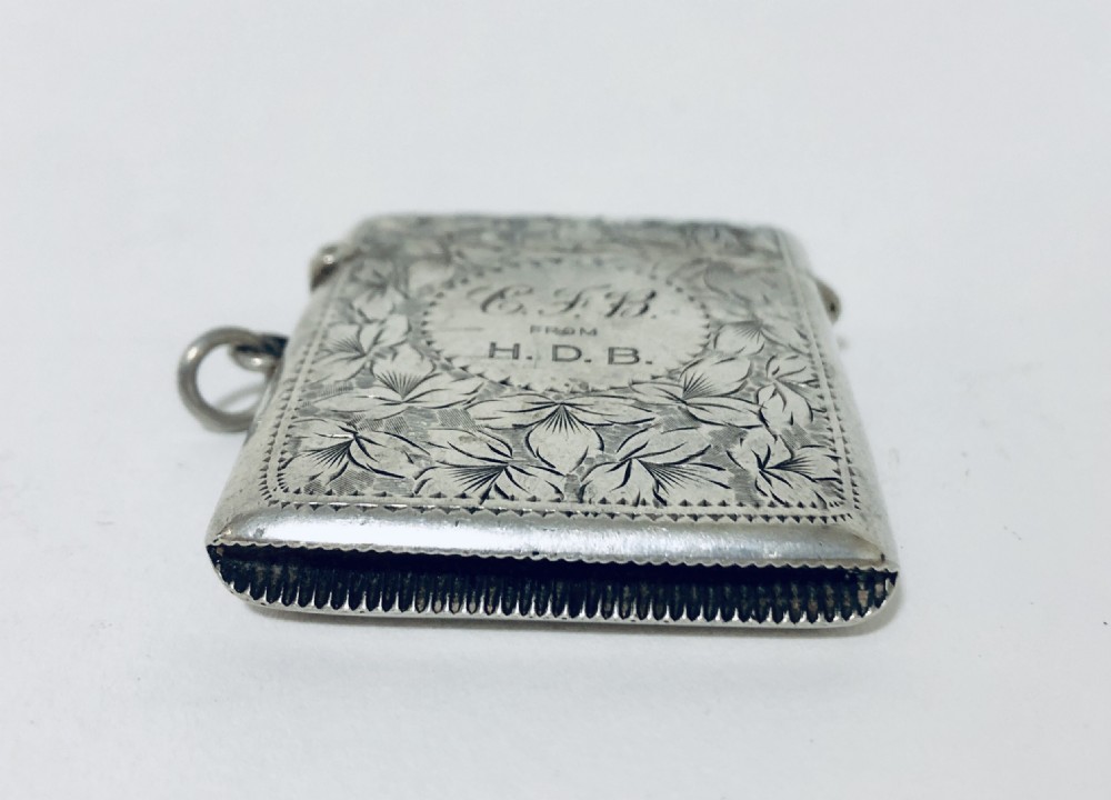 Antique Solid Silver Vesta Case View IV