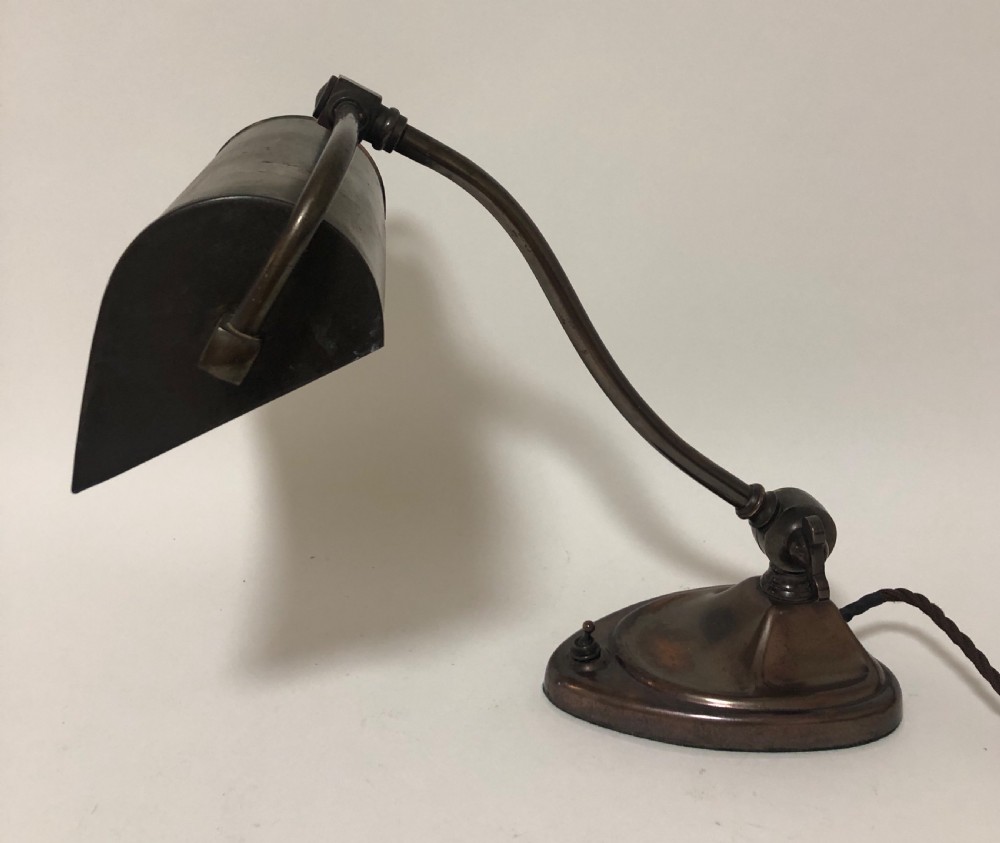 Antique Art Nouveau Bronzed Bankers Desk Lamp View VII