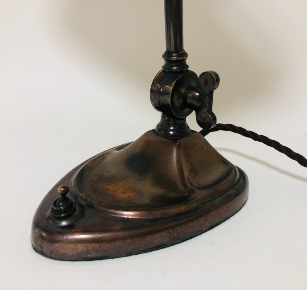 Antique Art Nouveau Bronzed Bankers Desk Lamp View IX