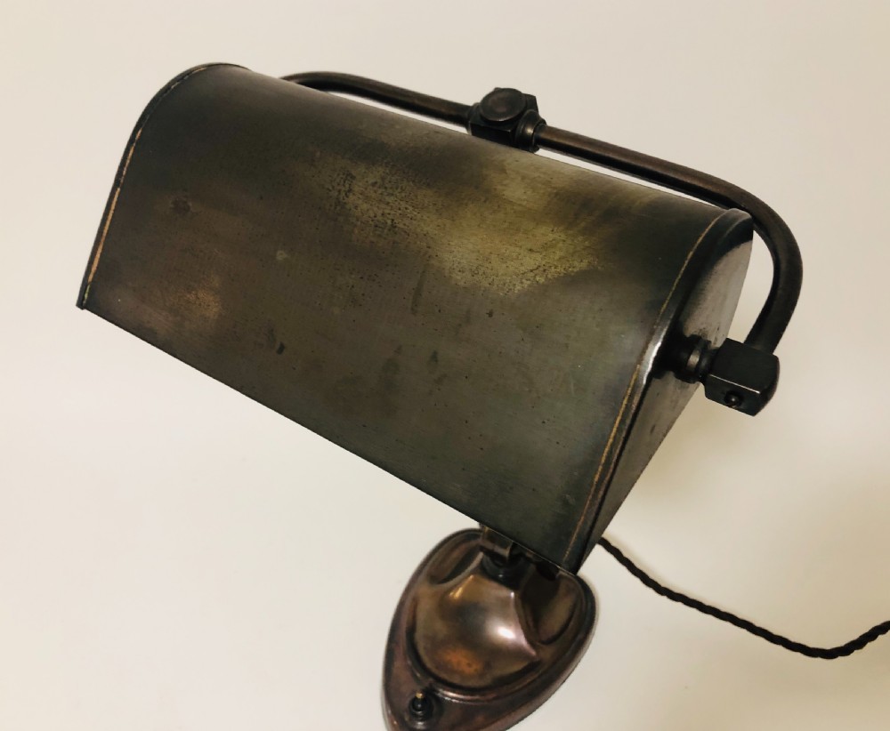 Antique Art Nouveau Bronzed Bankers Desk Lamp View X