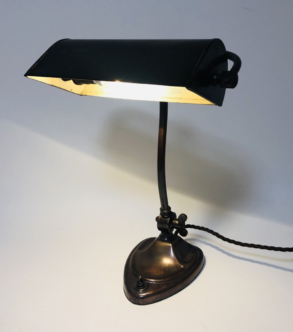 Antique Art Nouveau Bronzed Bankers Desk Lamp View XI