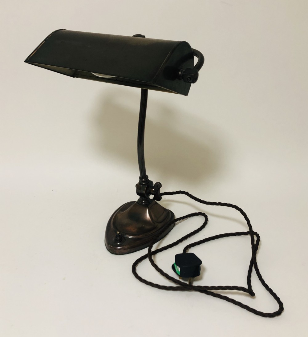 Antique Art Nouveau Bronzed Bankers Desk Lamp View XII