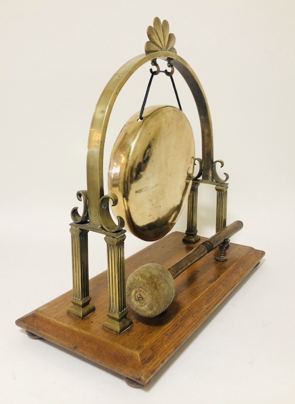 Large Antique Brass Tabletop Dinner Gong View II