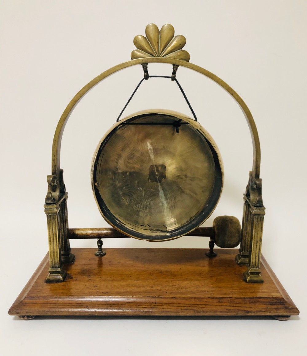 Large Antique Brass Tabletop Dinner Gong View VI