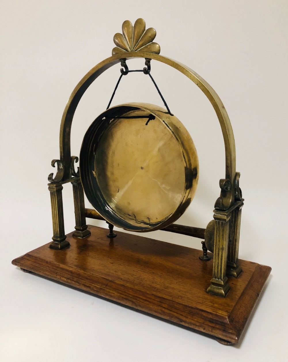 Large Antique Brass Tabletop Dinner Gong View IX