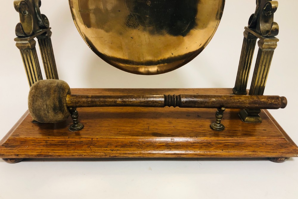 Large Antique Brass Tabletop Dinner Gong View XI