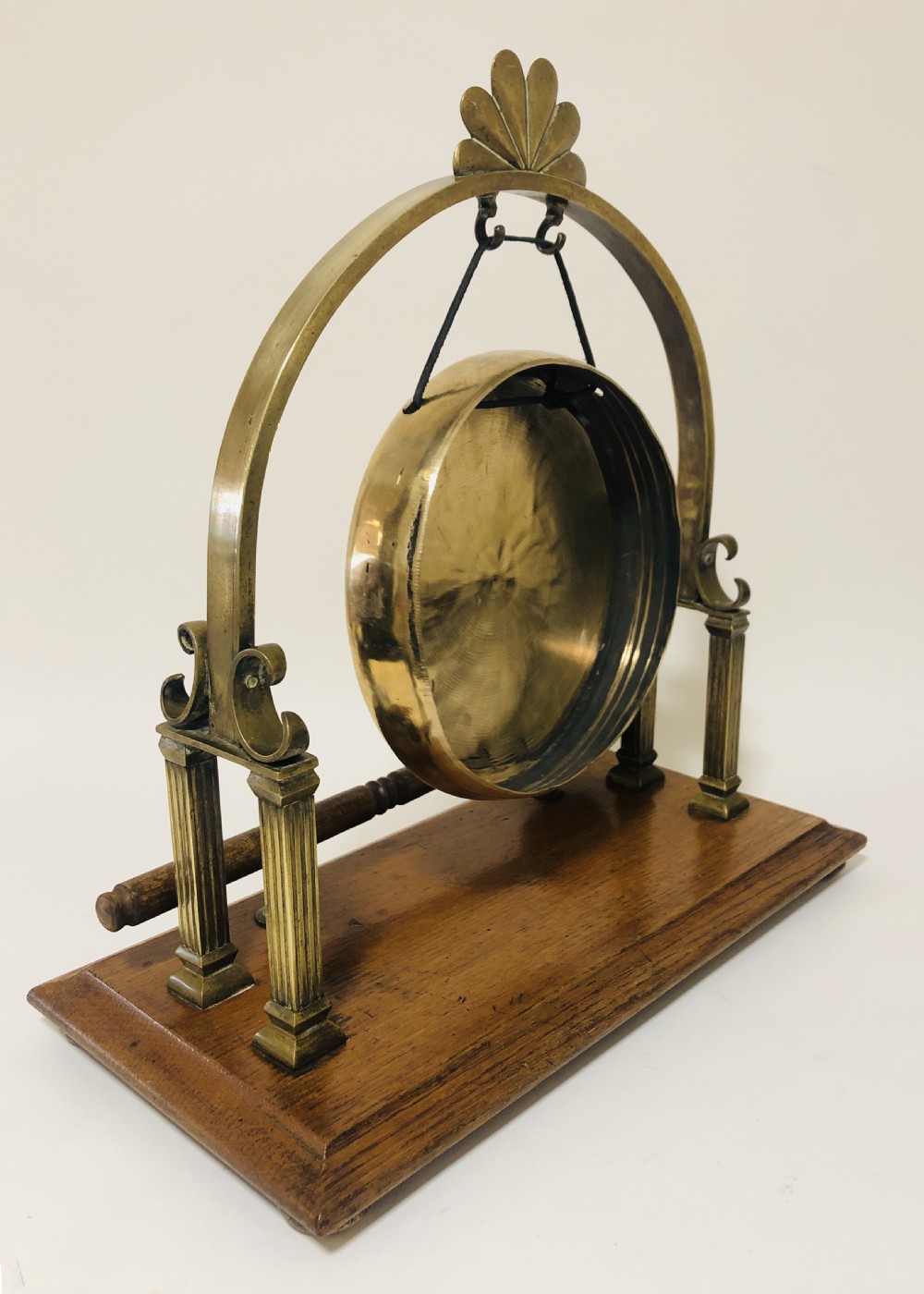 Large Antique Brass Tabletop Dinner Gong View XII