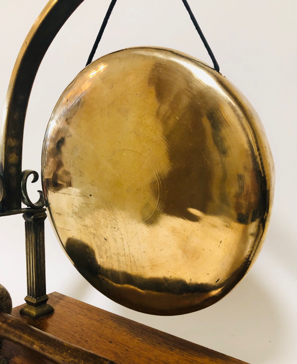Large Antique Brass Tabletop Dinner Gong View XIV