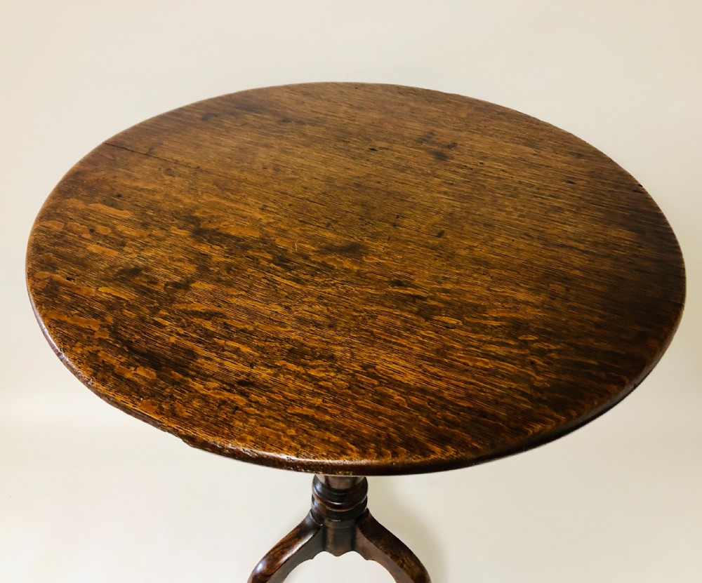 Small Georgian Oak Round Tripod Table  View X