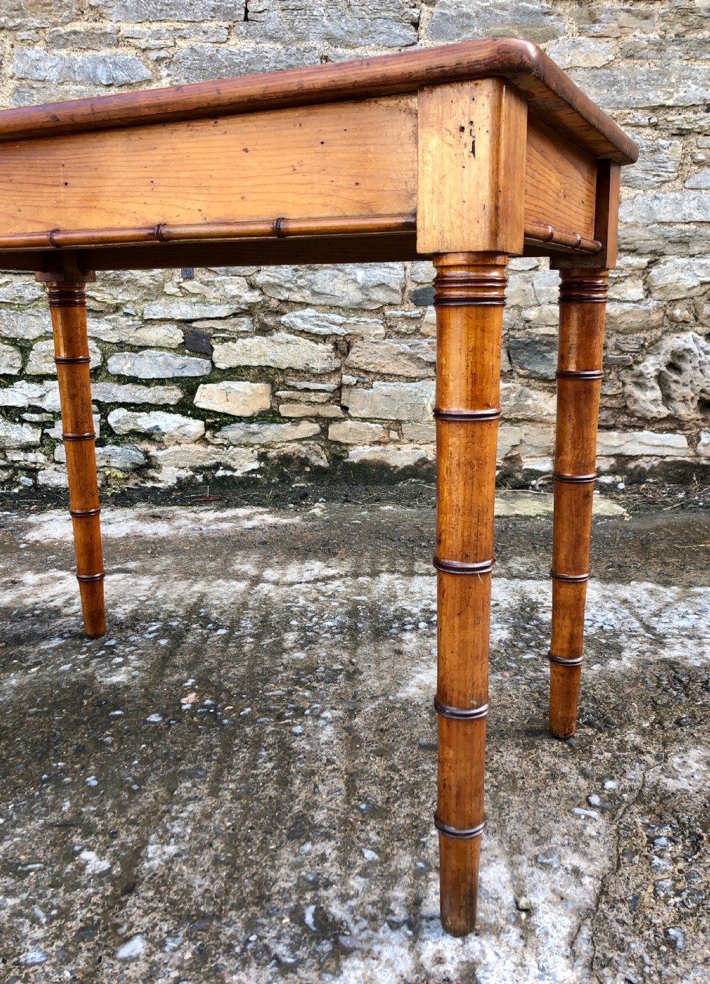 Faux Bamboo Pine Console Table View VII
