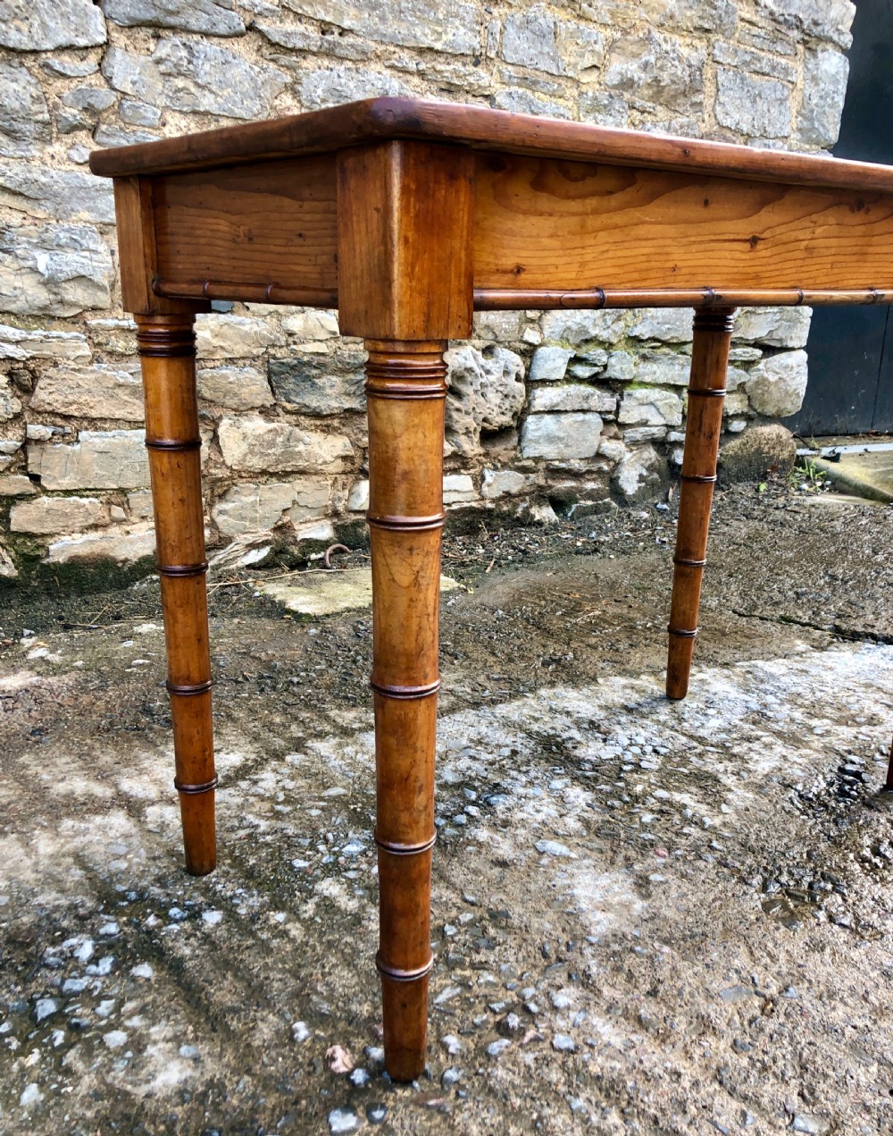 Faux Bamboo Pine Console Table View XVIII