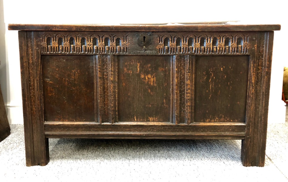 Antique 18th Century Oak Panelled Coffer
