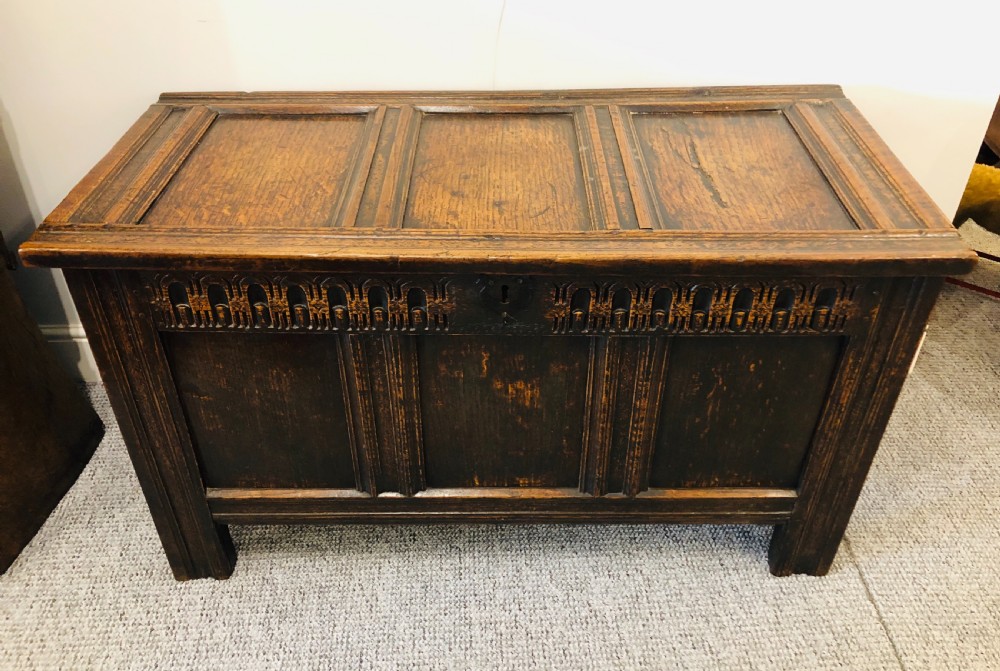 Antique 18th Century Oak Panelled Coffer View III