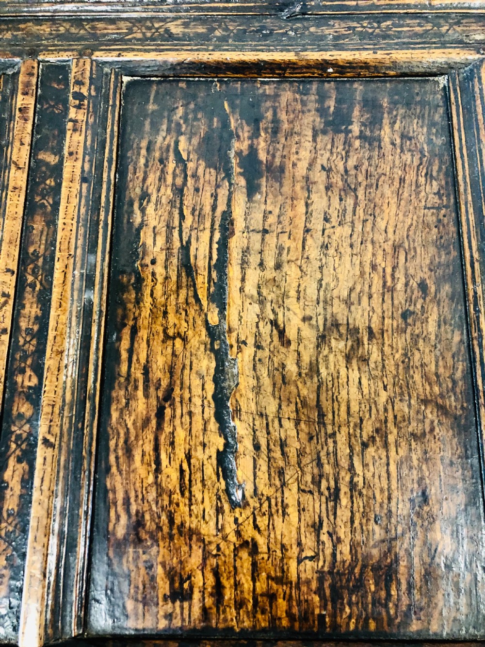 Antique 18th Century Oak Panelled Coffer View VI