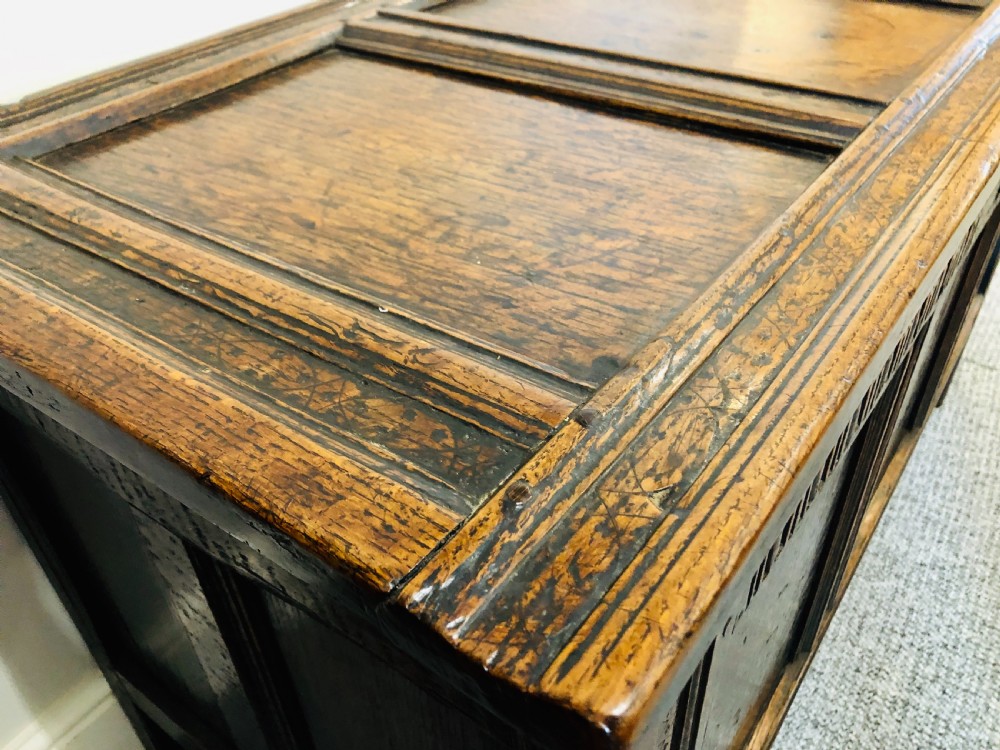 Antique 18th Century Oak Panelled Coffer View VIII