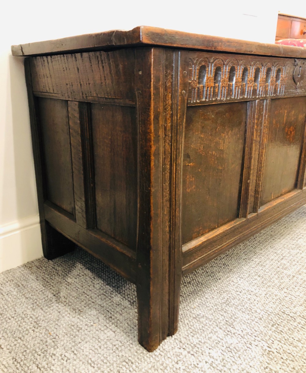 Antique 18th Century Oak Panelled Coffer View IX