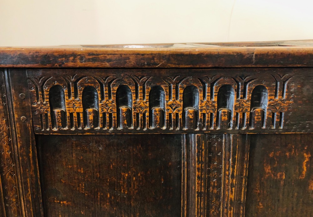Antique 18th Century Oak Panelled Coffer View X