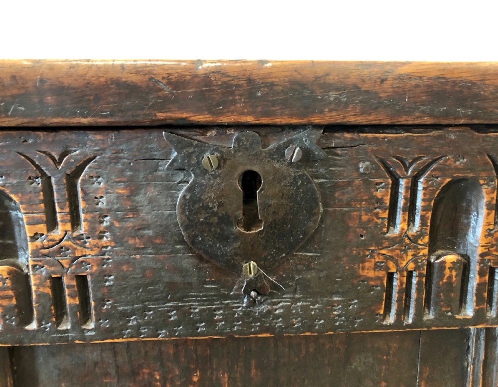 Antique 18th Century Oak Panelled Coffer View XI