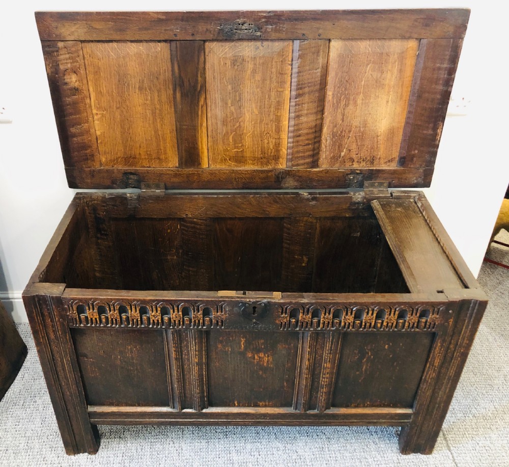 Antique 18th Century Oak Panelled Coffer View XII