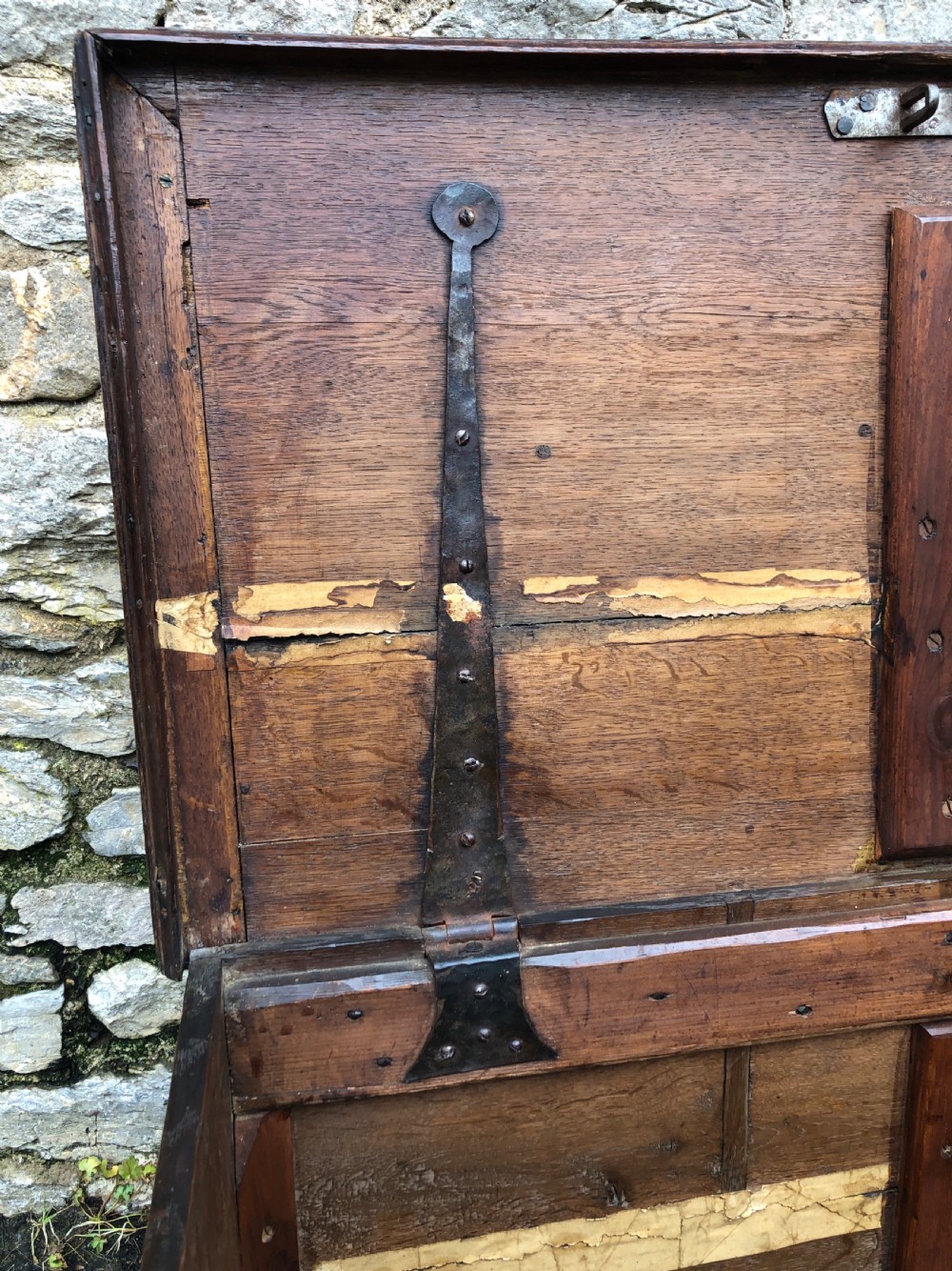 Large Antique Oak Storage Box View XI