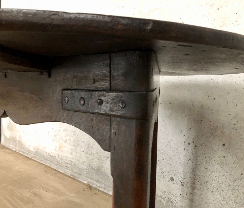 Large Antique Pine and Oak Cricket Table View VII