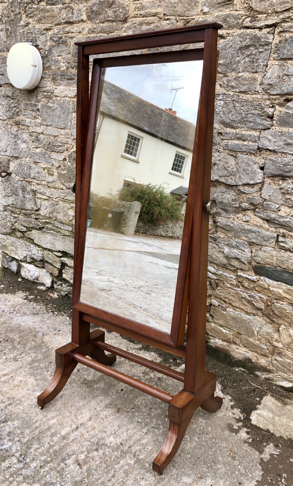 Large Antique Mahogany Framed Cheval Mirror