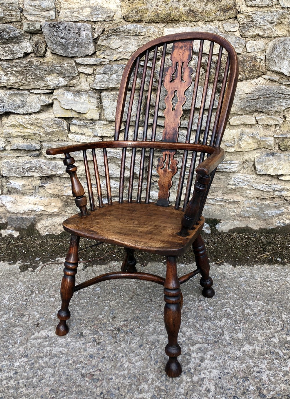 Antique Windsor Chair with Crinoline Stretcher