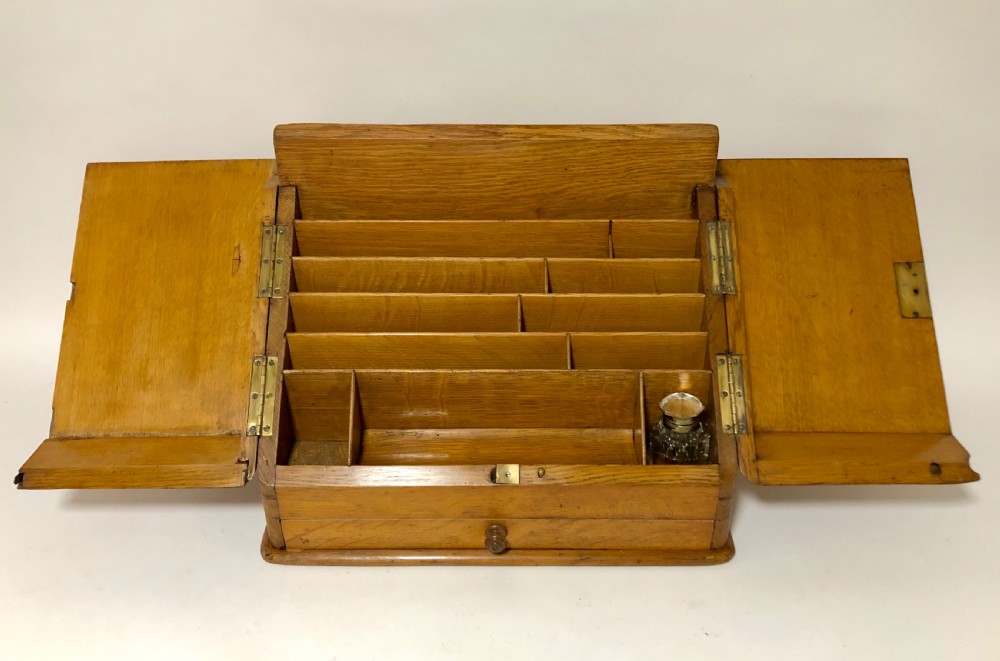 Antique Oak Desktop Stationery Cabinet