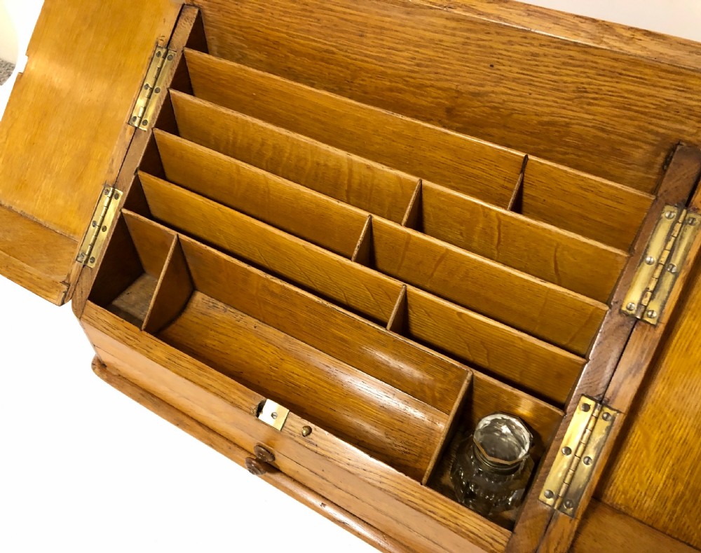 Antique Oak Desktop Stationery Cabinet View II