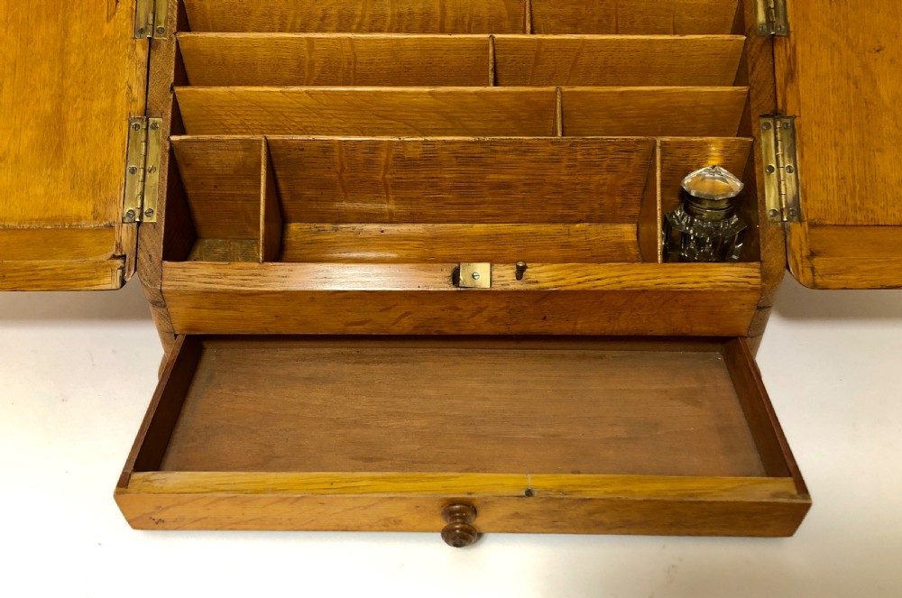 Antique Oak Desktop Stationery Cabinet View IV