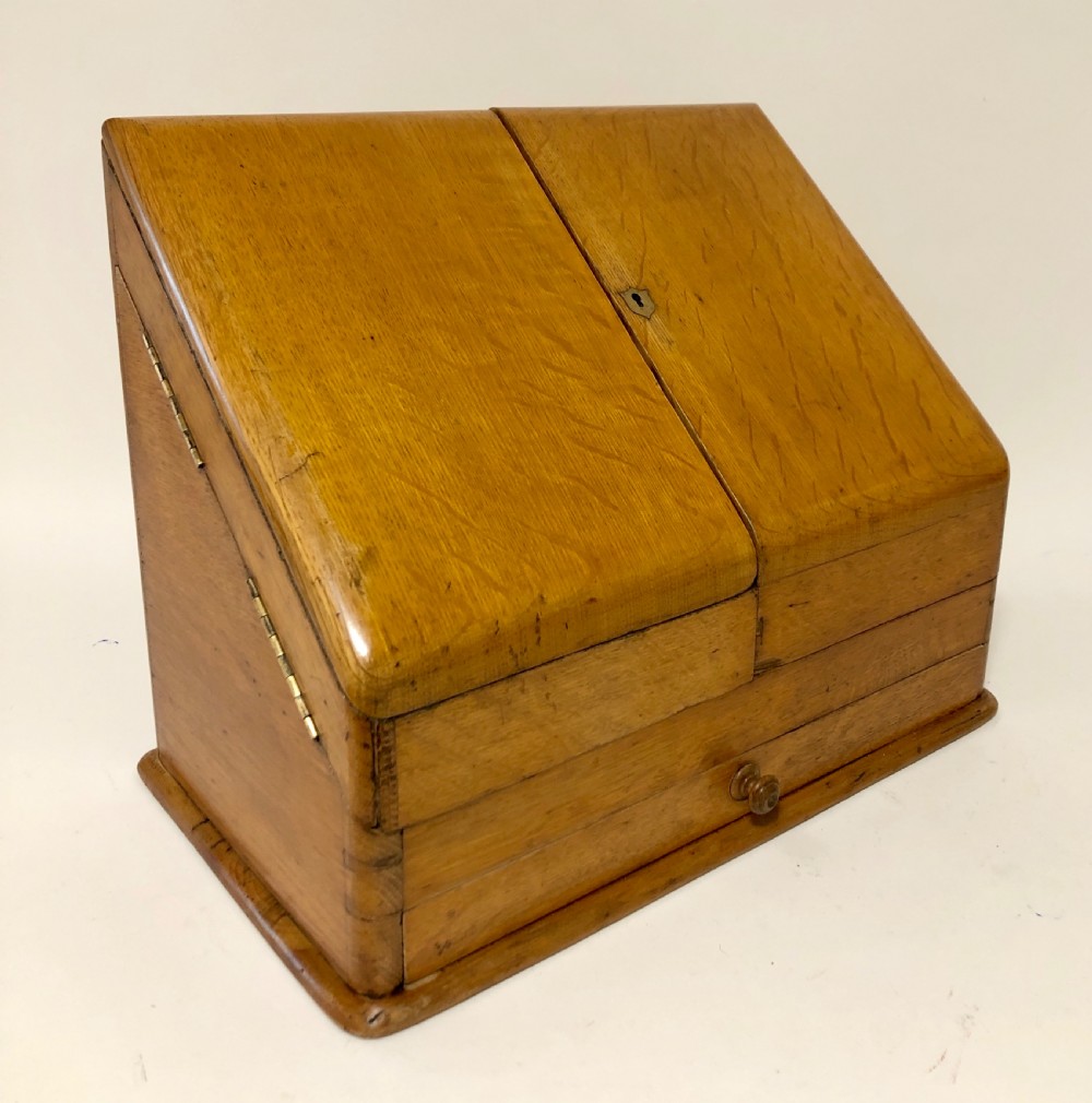 Antique Oak Desktop Stationery Cabinet View VI