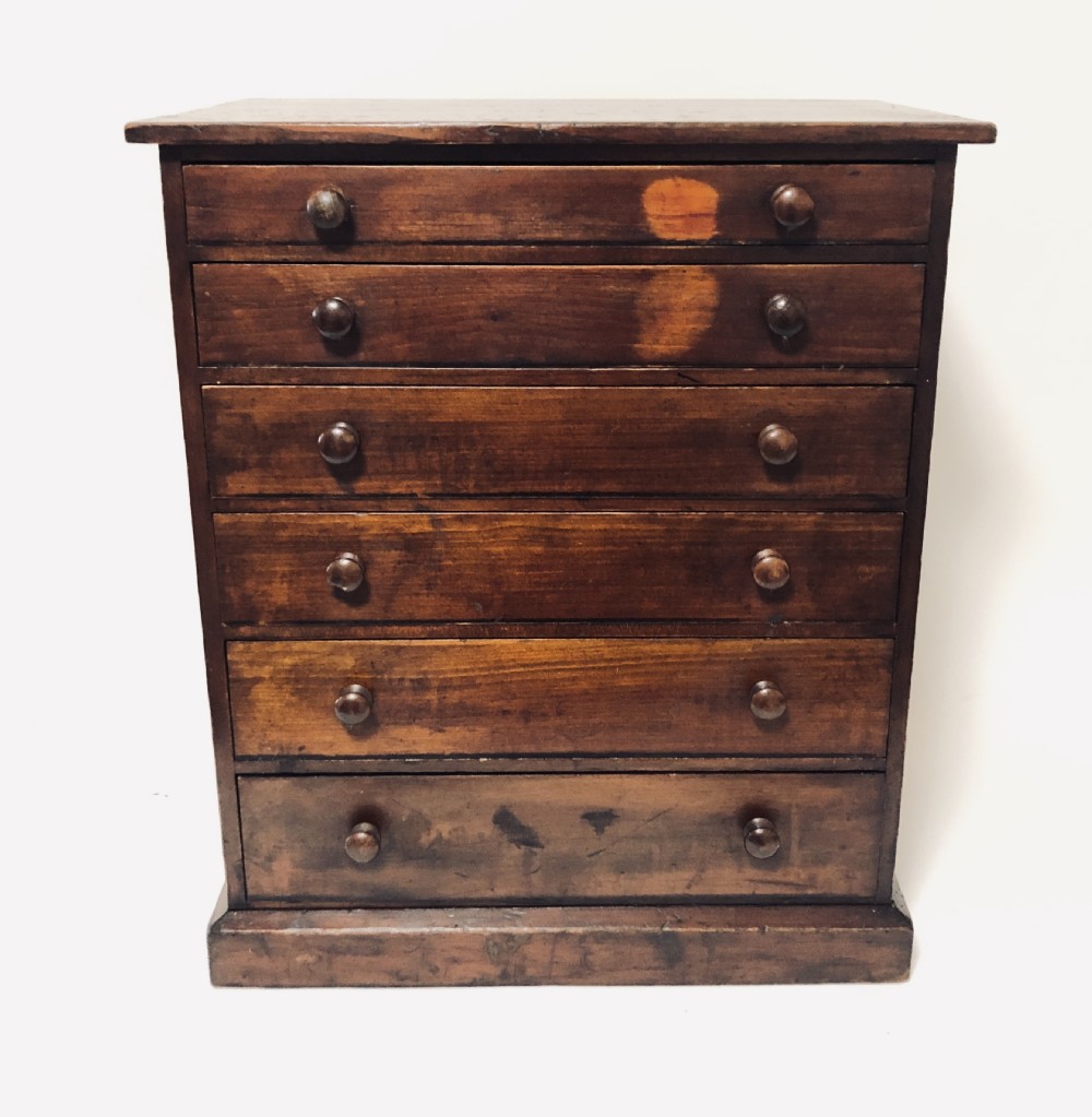 Antique Pine Tabletop Specimen Collectors Cabinet