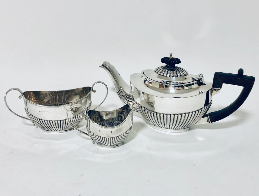Edwardian Solid Sterling Silver Bachelors Tea Set 