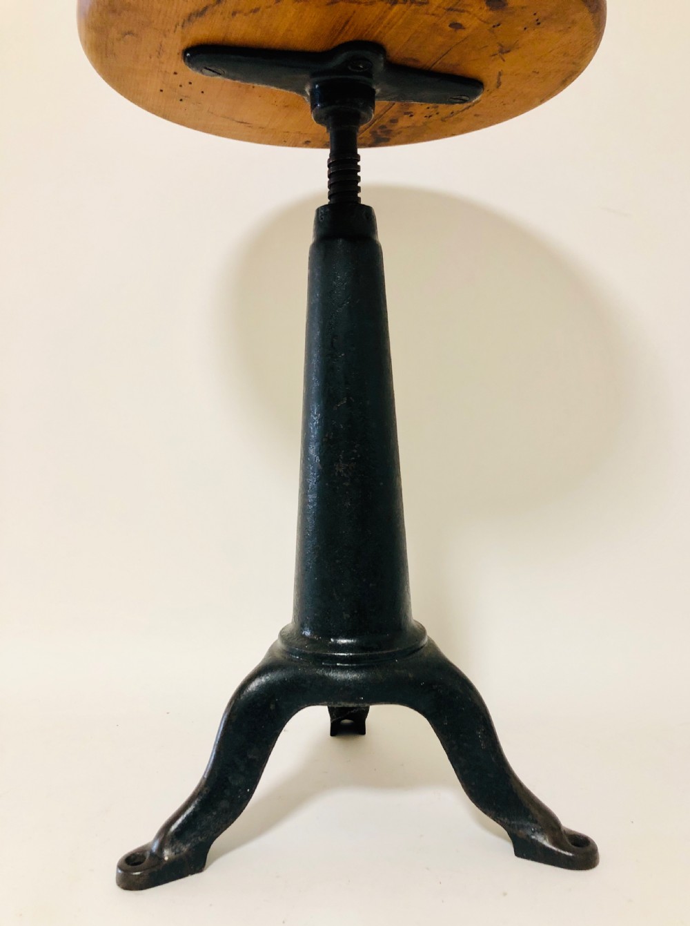 Original Antique Industrial Factory Sewing Machinists Stool View IV
