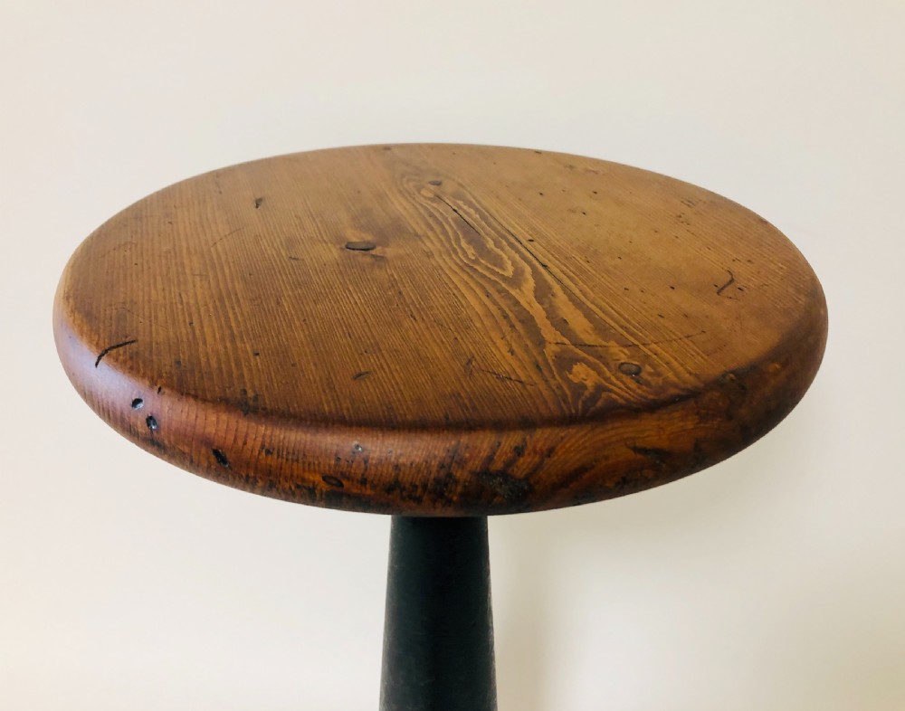 Original Antique Industrial Factory Sewing Machinists Stool View V