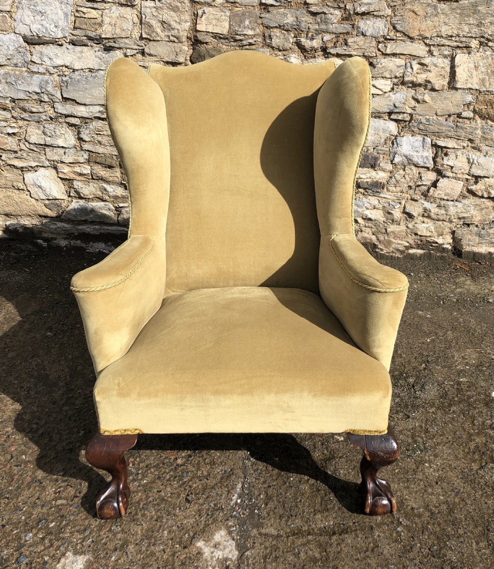 Large Antique Wing Armchair View VIII