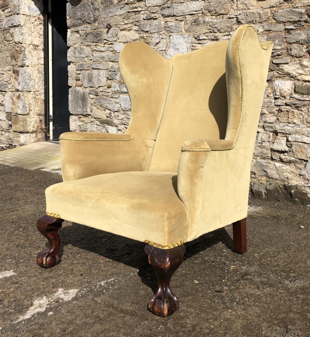 Large Antique Wing Armchair View X