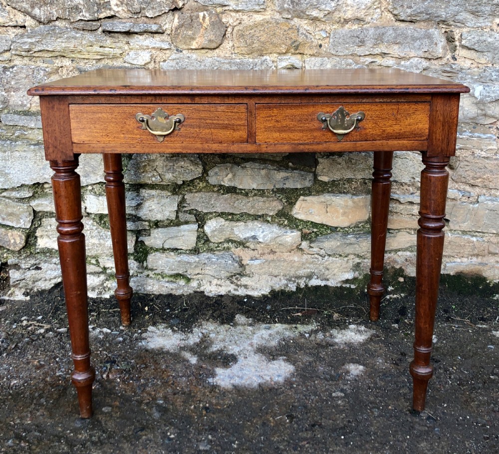 Antique Mahogany Two Drawer Side Table 