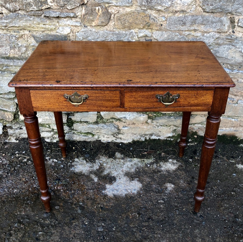 Antique Mahogany Two Drawer Side Table  View III