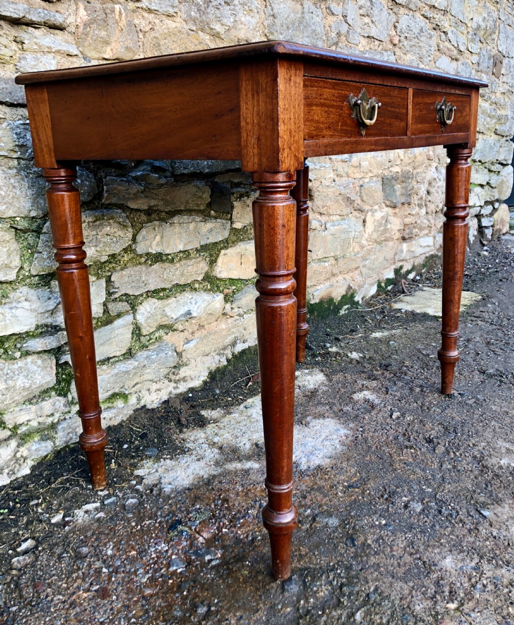 Antique Mahogany Two Drawer Side Table  View IX