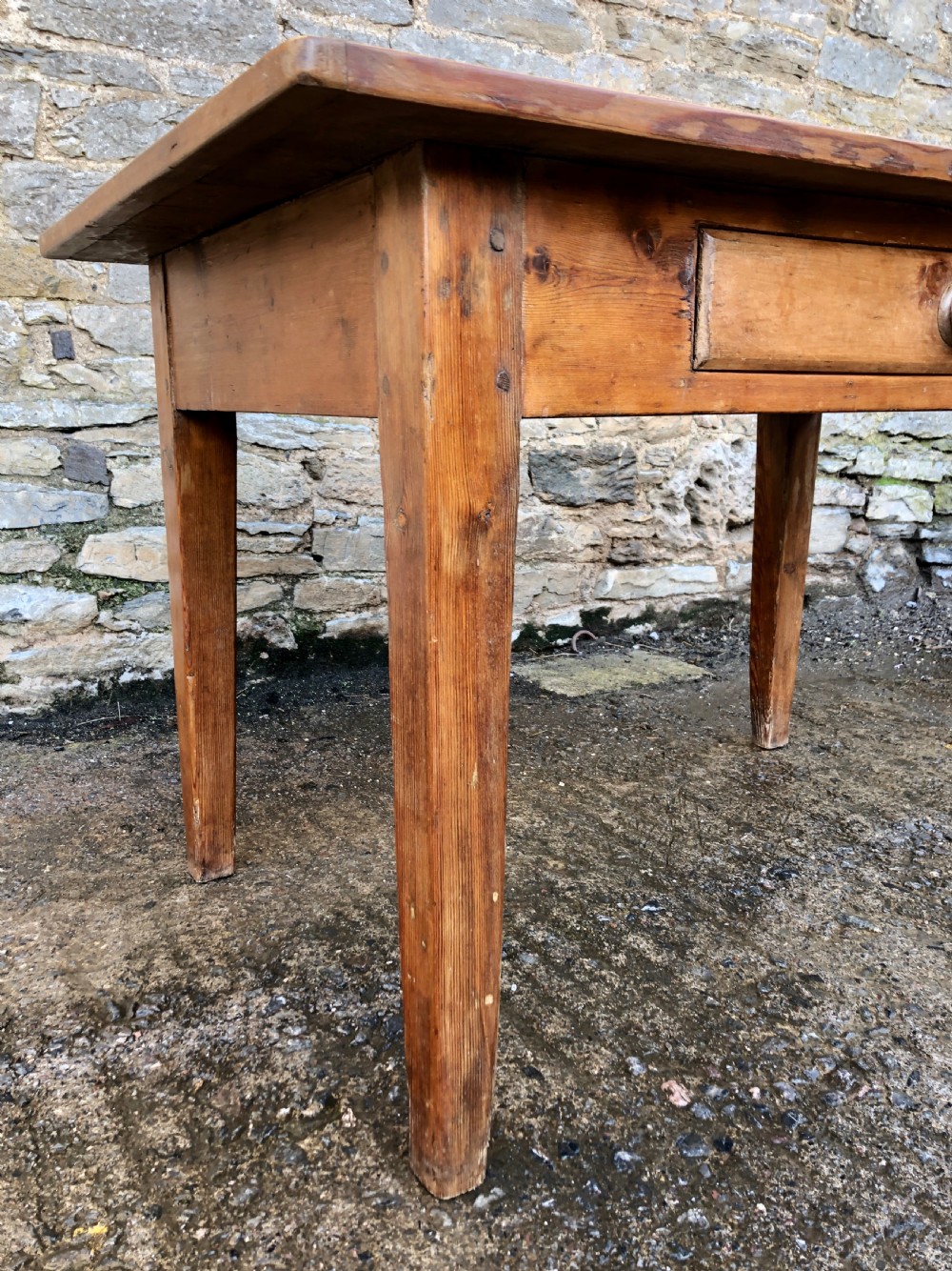 Antique Pine Farmhouse Dining Table View XV
