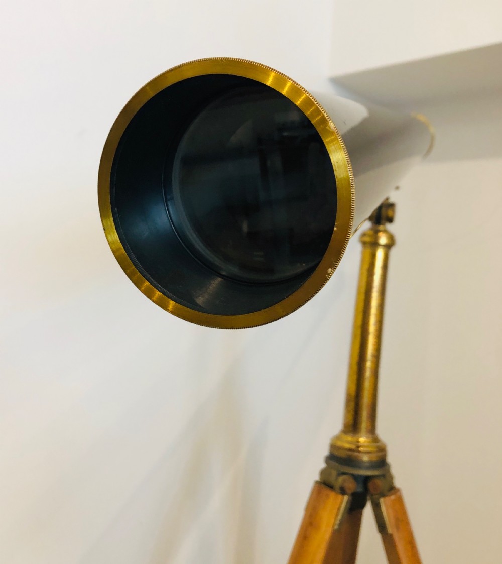 Antique Broadhurst Clarkson & Co Library Telescope on Military Tripod View II