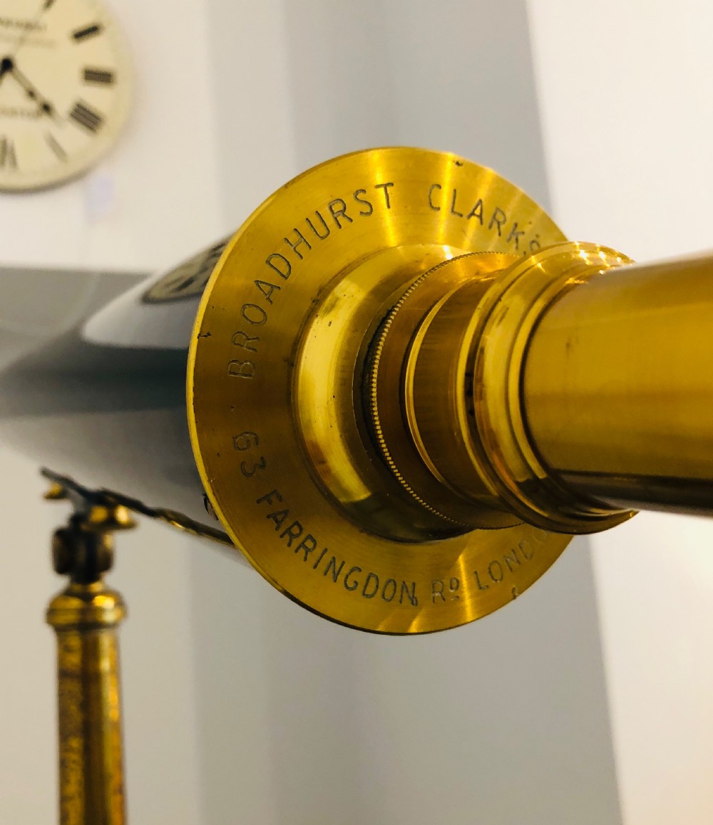Antique Broadhurst Clarkson & Co Library Telescope on Military Tripod View XIV