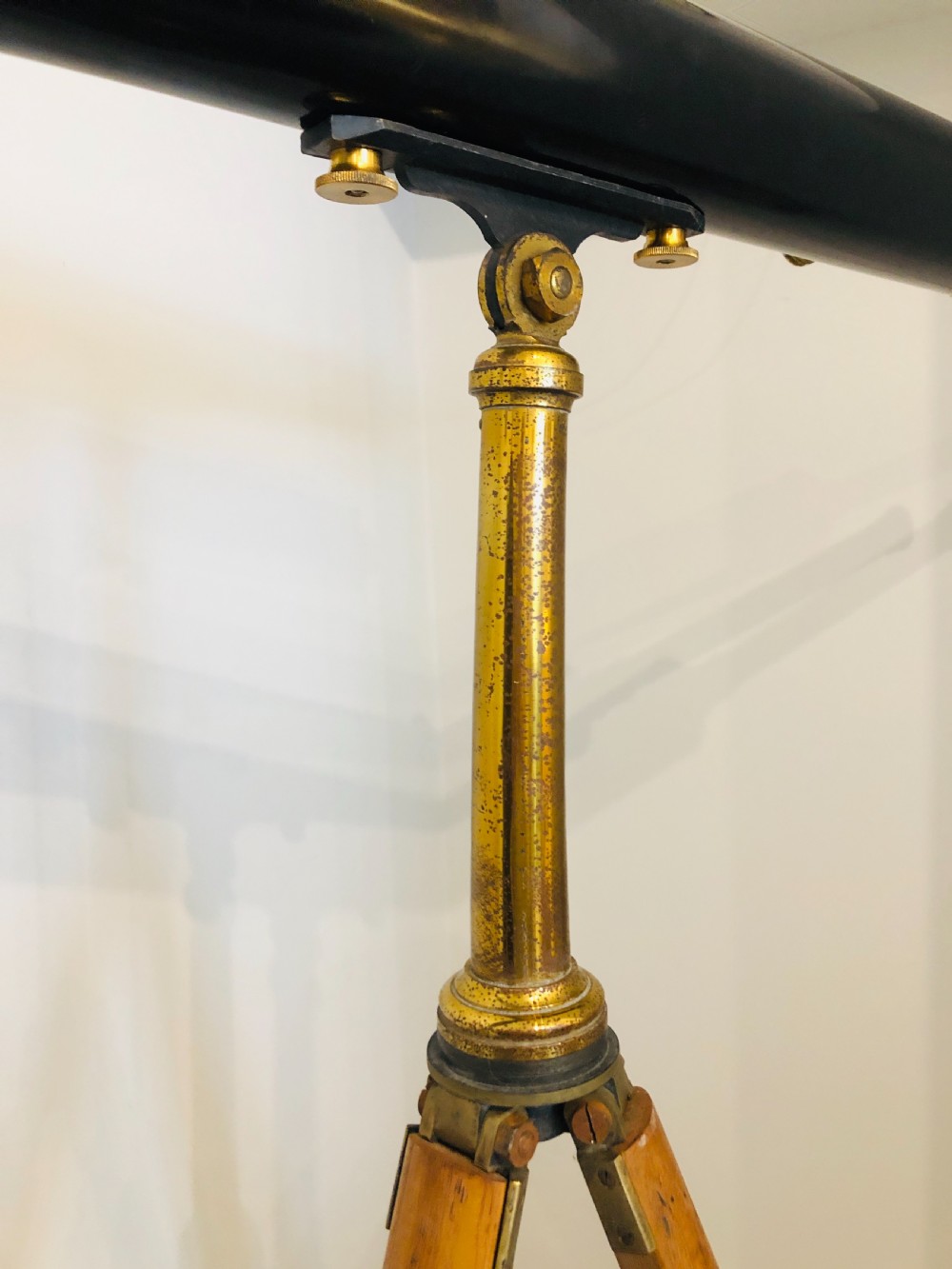 Antique Broadhurst Clarkson & Co Library Telescope on Military Tripod View XX