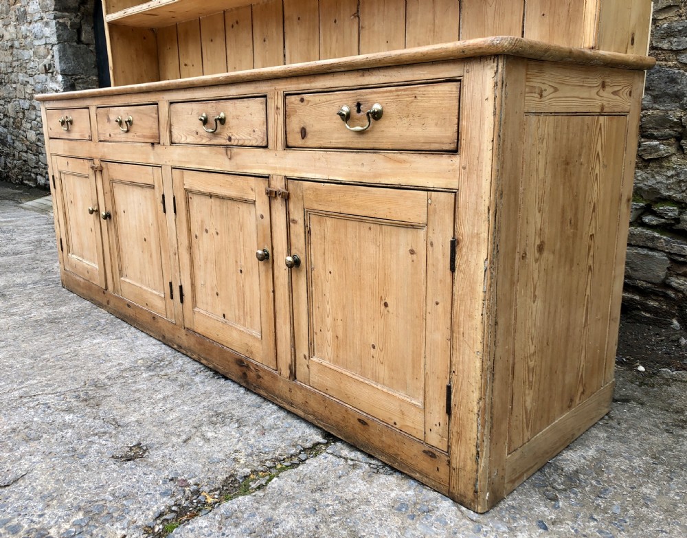 Huge Antique Georgian Pine Dresser View V