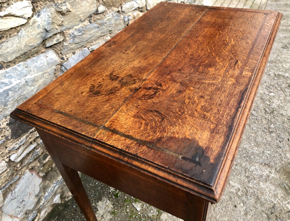Georgian Oak Side Table with Drawer and Pull Out Slide  View V